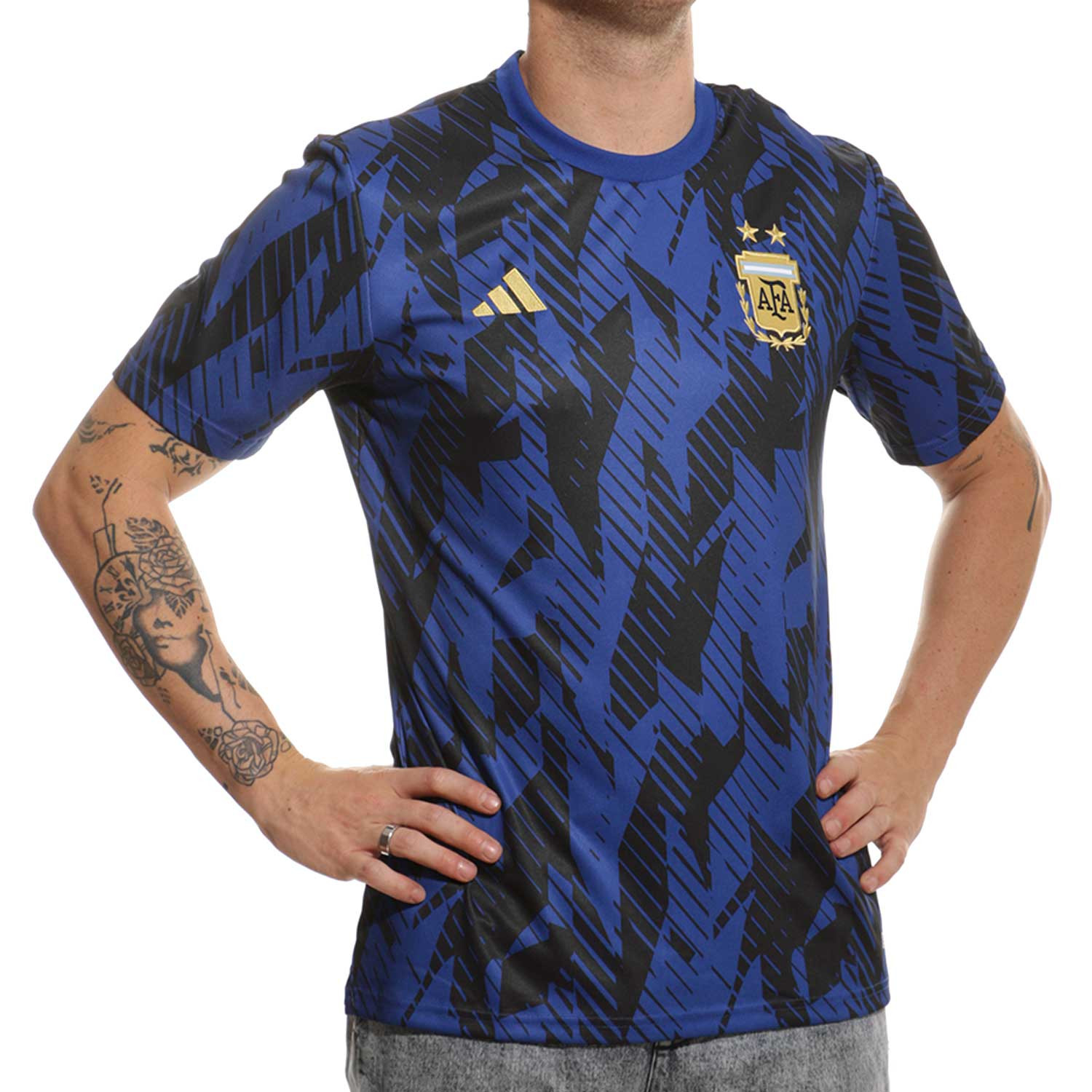 Bebé gatear Rana Camiseta adidas Argentina pre-match azul negra | futbolmania