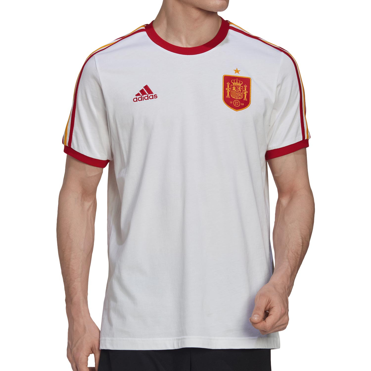 Oral gradualmente Exponer Camiseta adidas España DNA 3 Stripes blanca | futbolmania