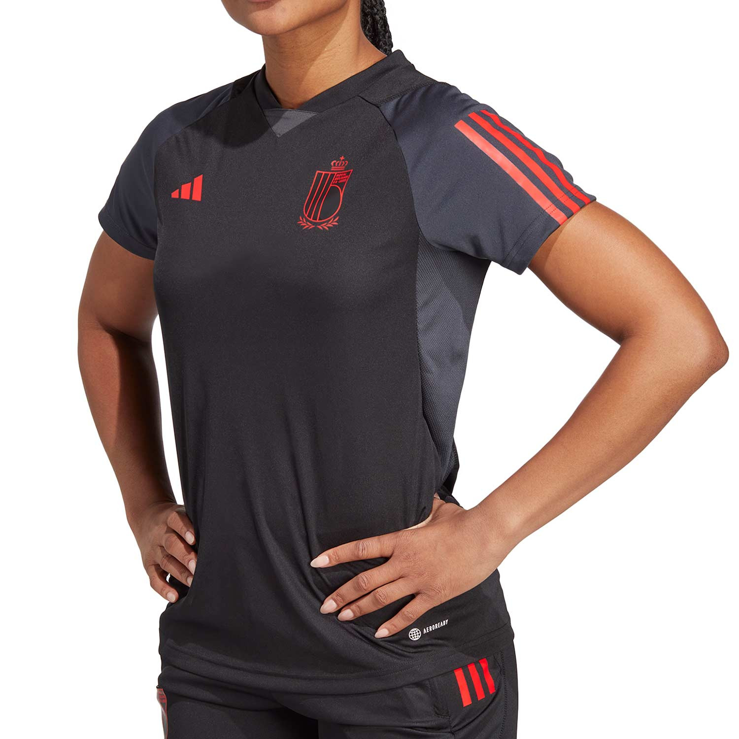 Camiseta adidas Bélgica mujer entrenamiento negra