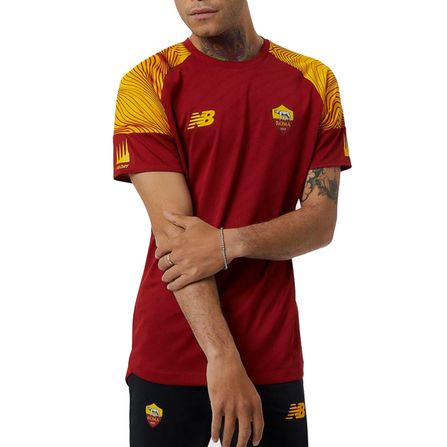 interior Escepticismo rival Camiseta New Balance AS Roma entrenamiento granate | futbolmania
