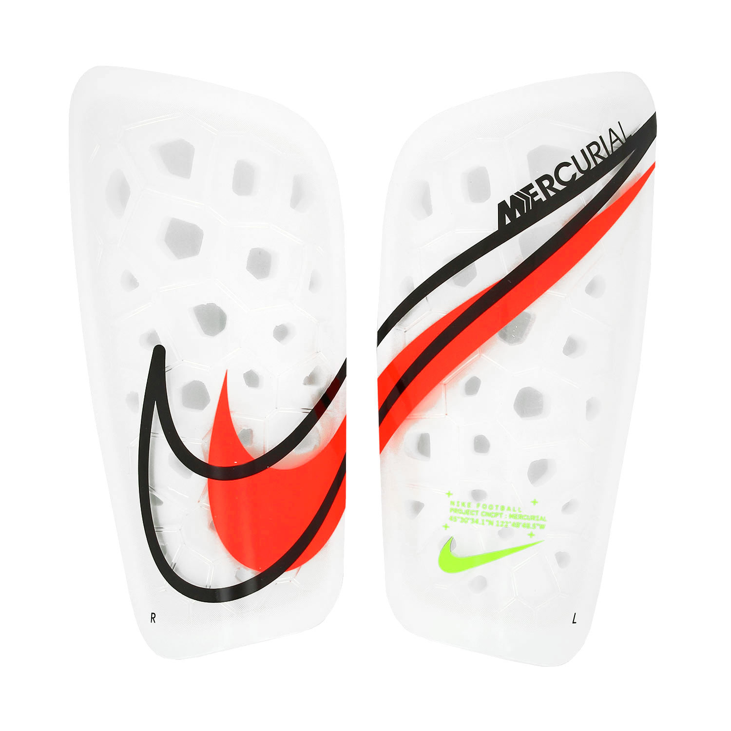 Espinilleras Nike Lite blancas y rojas |