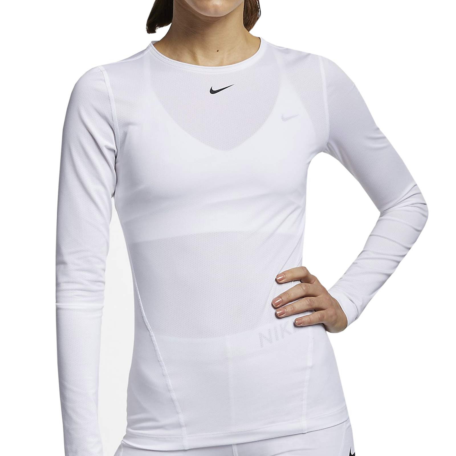 disparar Simpático ventana Camiseta manga larga mujer Nike Pro blanca | futbolmania