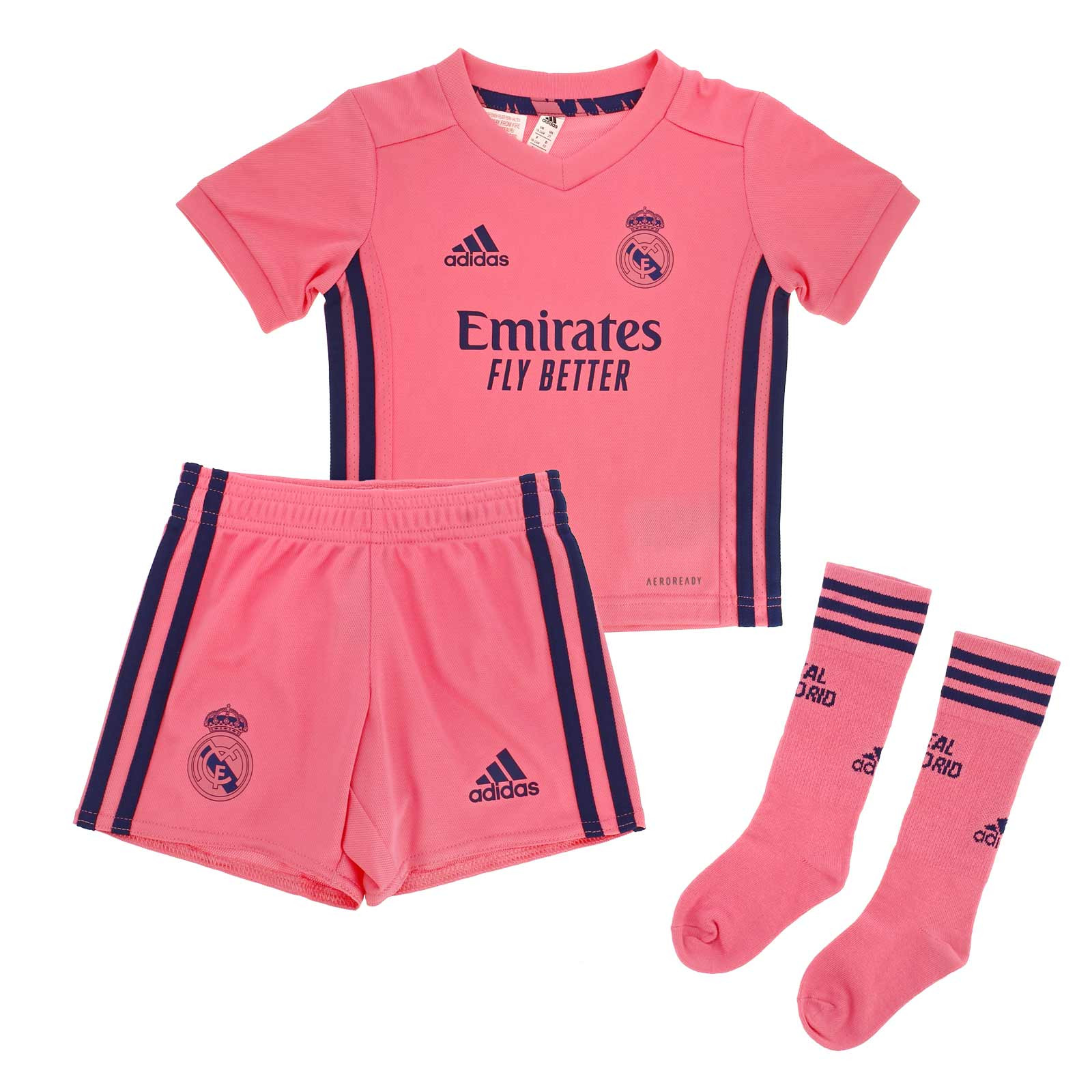 Body Real Madrid para bebé manga larga y pantalón rosa