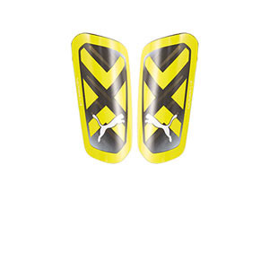 Espinilleras Puma Ultra Flex Sleeve - Espinilleras de fútbol Puma con mallas de sujeción - amarillas, negras