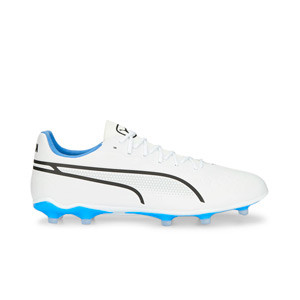 Puma King Pro FG/AG - Botas de fútbol Puma FG/AG para césped natural y artificial - blancas, azules