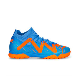 Puma Future Match TT+ Mid Jr - Zapatillas de fútbol multitaco con tobillera infantiles Puma TT suela turf - azules, naranjas