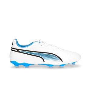 Puma King Match FG/AG - Botas de fútbol Puma FG/AG para césped natural y artificial - blancas, azules