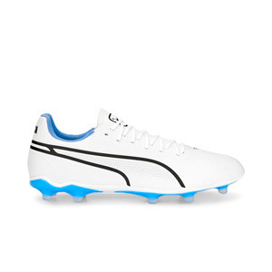 Puma King Pro FG/AG Wn's - Botas de fútbol de mujer Puma FG/AG para césped natural y artificial - blancas, azules