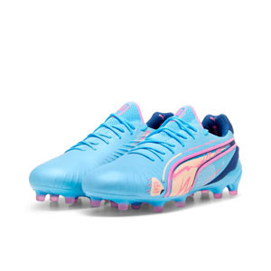Puma King Ultimate Volume Up FG/AG - Botas de fútbol Puma FG/AG para césped natural o artificial - azul cian