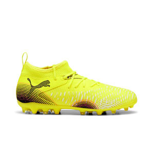 Puma Future 8 Match MG Jr - Botas de fútbol infantiles con tobillera Puma MG para césped artificial - amarillas