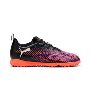 Puma Future 8 Play TT Jr - Zapatillas de fútbol multitaco infantiles Puma TT suela turf - negras, púrpura