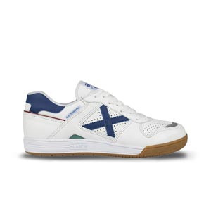 Munich Continental - Zapatillas de fútbol sala de piel de canguro Munich suela lisa - blancas