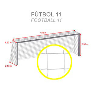 Red portería fútbol 11 Zastor Basic normativa 2 unidades - Pack de 2 redes para portería de fútbol 11 normativa Zastor (7,5 x 2,5 x 2,5 m) - blancas