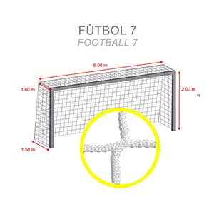 Red portería fútbol 7 Zastor Expert 2 unidades - Pack de 2 redes para portería de fútbol 7 Zastor (6 x 2 x 1,5 m) - blanca