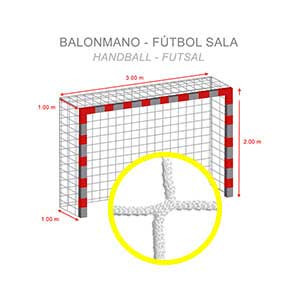 Red portería fútbol Sala Zastor Basic normativa 2 unidades - Pack de 2 redes para portería de fútbol sala normativa Zastor (3 x 2 x 1 m) - blanca
