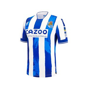 Camiseta Macron Real Sociedad niño 2022 2023 - Camiseta infantil de la primera equipación Macron de la Real Sociedad 2022 2023 - azul, blanca