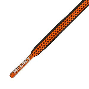 Cordones Mr Lacy Goalies 125 cm x 6 mm - Cordones con grip para botas fútbol (125 cm de largo x 6 mm de ancho) - naranjas y negros - frontal