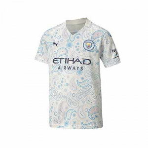 Camiseta Puma niño Manchester City 3a 2020 2021 - Camiseta infantil Puma de la tercera equipación del Manchester City 2020 2021 - blanca - frontal