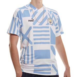 Camiseta Puma Manchester City pre-match - Camiseta calentamiento pre-partido Puma del Manchester City - blanca, azul celeste