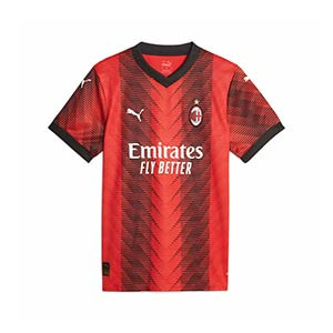 Camiseta Puma AC Milan mujer 2023 2024 - Camiseta primera equipación de mujer Puma del AC Milan 2023 2024 - roja, negra