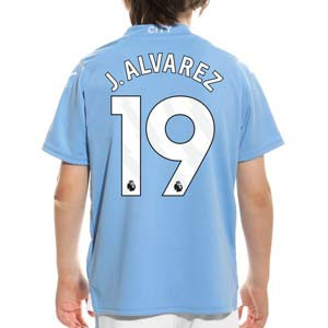 Camiseta Puma Manchester City niño J.Alvarez 2023 2024 - Camiseta de la primera equipación infantil Puma del Manchester City de J. Alvarez  2023 2024 - azul celeste