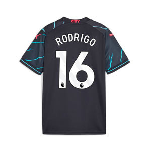 Camiseta Puma 3a Manchester City niño Rodrigo 23-24 PL - Camiseta infantil de la tercera equipación Puma de Rodrigo del Manchester City para la Premier League 2023 2024 - azul marino
