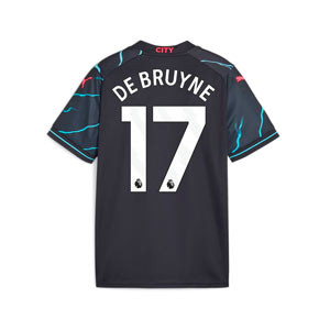 Camiseta Puma 3a Manchester City De Bruyne niño 2023 2024 - Camiseta tercera equipación infantil de Kevin De Bruyne Puma del Manchester City 2023 2024 - azul marino
