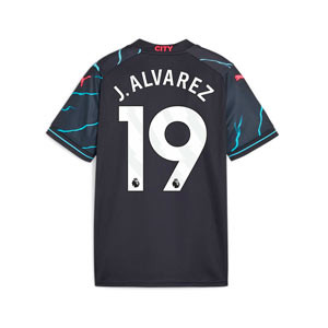 Camiseta Puma 3a Manchester City J.Alvarez niño 2023 2024 - Camiseta tercera equipación infantil de Julián Álvarez  Puma del Manchester City 2023 2024 - azul marino