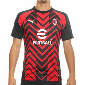 Camiseta Puma AC Milan pre-match - Camiseta de calentamiento pre-partido Puma AC Milan 2023 2024 - negra, roja