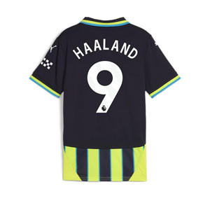 Camiseta Puma 2a Manchester City niño Haaland 2024 2025 PL - Camiseta infantil segunda equipación Puma de Haaland del M. City de la Premier League 24 25 - azul marino, amarillo flúor