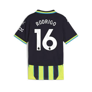 Camiseta Puma 2a Manchester City niño Rodrigo 24 25 PL - Camiseta infantil segunda equipación Puma de Rodrigo del M. City de la Premier League 2024 2025 - azul marino, amarillo flúor