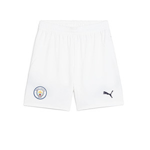 Short Puma Manchester City niño 2024-2025  - Pantalón corto infantil primera equipación Puma del Manchester City 2024 2025 - blanco