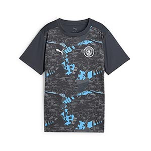 Camiseta Puma Manchester City niño Pre-Match - Camiseta infantil de entrenamiento prepartido Puma del Manchester City 2024 2025 - gris