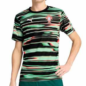 Camiseta Puma Portugal Pre-Match - Camiseta de calentamiento prepartido Puma de la selección de Portugal 2025 - verde claro, negra