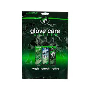 Pack cuidados Glove Glu Care System - Paquete para cuidados del guante Glove Glu con Spray adherente, desodorante y jabón limpiador 3 x 120 ml - negro