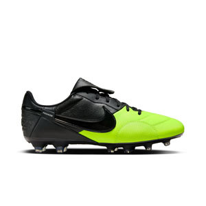 Nike Premier 3 FG - Botas de fútbol de piel de canguro Nike FG para césped natural o artificial de última generación - negras, amarillas fluorescente