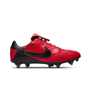 Nike Premier 3 SG-PRO AC - Botas de fútbol de piel de canguro Nike SG-PRO AC para césped natural blando - rojas y negras