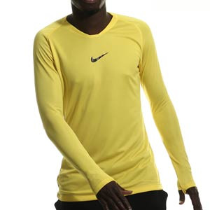 Camiseta interior térmica Nike Dri-Fit Park - Camiseta interior compresiva manga larga Nike - amarilla - frontal