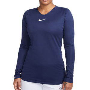 Camiseta interior térmica Nike mujer Park First Layer DF - Camiseta interior compresiva para mujer manga larga Nike - azul