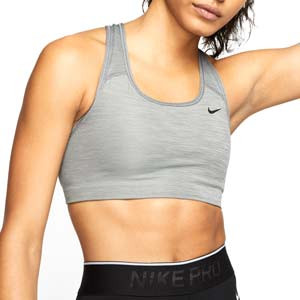 Sujetador deportivo Nike Swoosh sin relleno - Top deportivo Nike de mujer para fútbol - gris