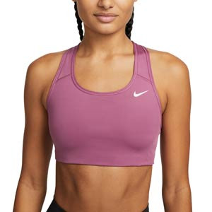 Sujetador deportivo Nike Dri-Fit Swoosh sin relleno - Top deportivo sin relleno Nike de mujer para fútbol - rosa