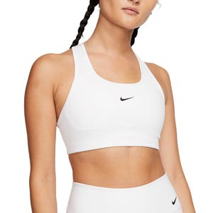 Sujetador deportivo Nike Dri-Fit Swoosh con relleno - Top deportivo con relleno Nike de mujer para fútbol - blanco