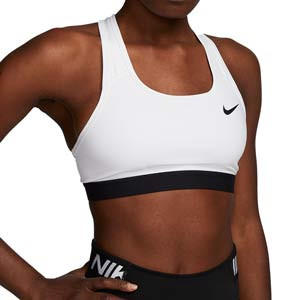 Sujetador deportivo Nike Swoosh sin relleno - Top deportivo Nike de mujer para fútbol - blanco