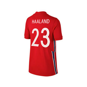 Camiseta Nike Noruega niño Haaland 2020 2021 Stadium - Camiseta primera equipación infantil de Erling Haaland selección de Noruega 2020 2021 - roja