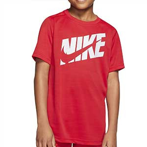 Camiseta Nike niño HBR+ Preformance - Camiseta infantil Nike para calle - roja - frontal