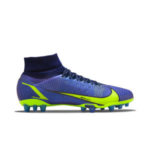 Nike Mercurial Superfly 8 Pro AG - Botas de fútbol con tobillera Nike AG para césped artificial - azules