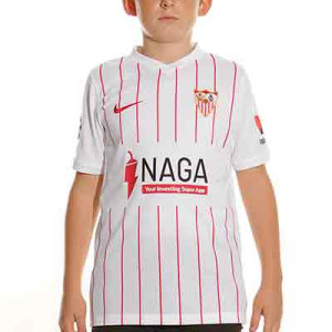 Camiseta Nike Sevilla niño 2021 2022 UCL - Camiseta primera equipación infantil Nike del Sevilla FC de la Champions League 2021 2022 - blanca