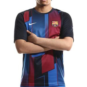 Camiseta Nike Barcelona pre-match - Camiseta de calentamiento pre-partido Nike del FC Barcelona - azulgrana - completa frontal