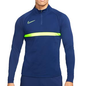 Sudadera Nike Dri-Fit Academy 21 - Sudadera de entrenamiento de fútbol Nike - azul marino, amarilla flúor