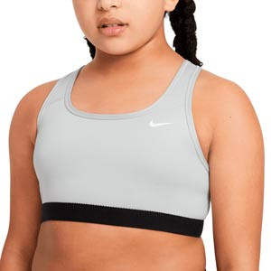Sujetador Nike Swoosh niña sin relleno - Top deportivo de niña para fútbol - gris